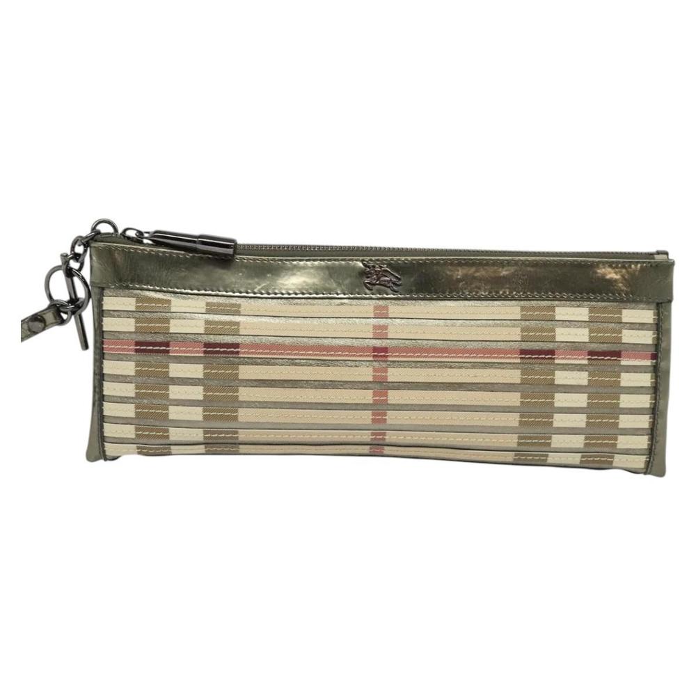 BURBERRY Nova Check Clutch Bag PVC Beige Gold Auth bs23425 - Picture 13 of 16